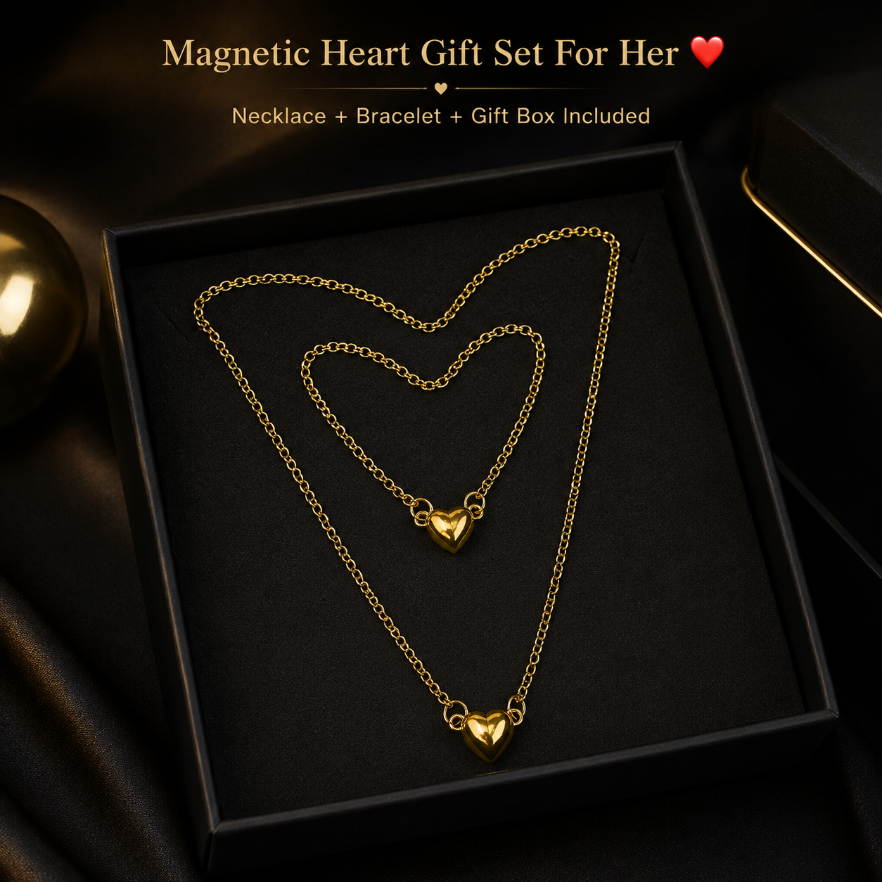 Magnetic Heart Necklace & Bracelet Gift Set For Her | DearHer