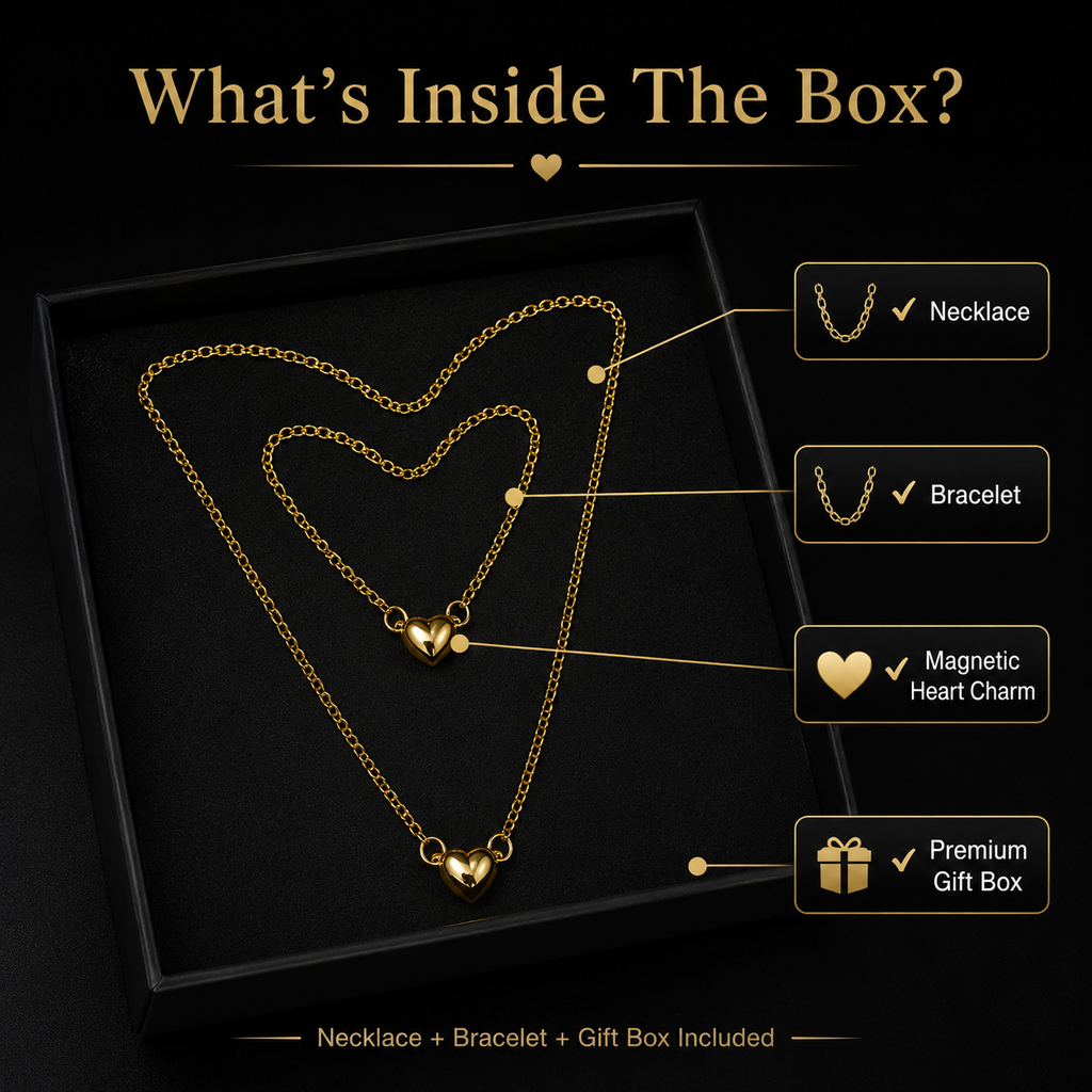 Magnetic Heart Necklace & Bracelet Gift Set For Her | DearHer