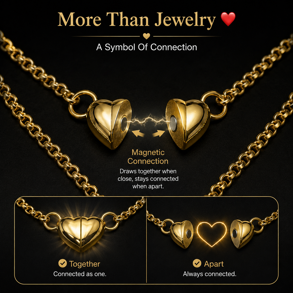 Magnetic Heart Necklace & Bracelet Gift Set For Her | DearHer