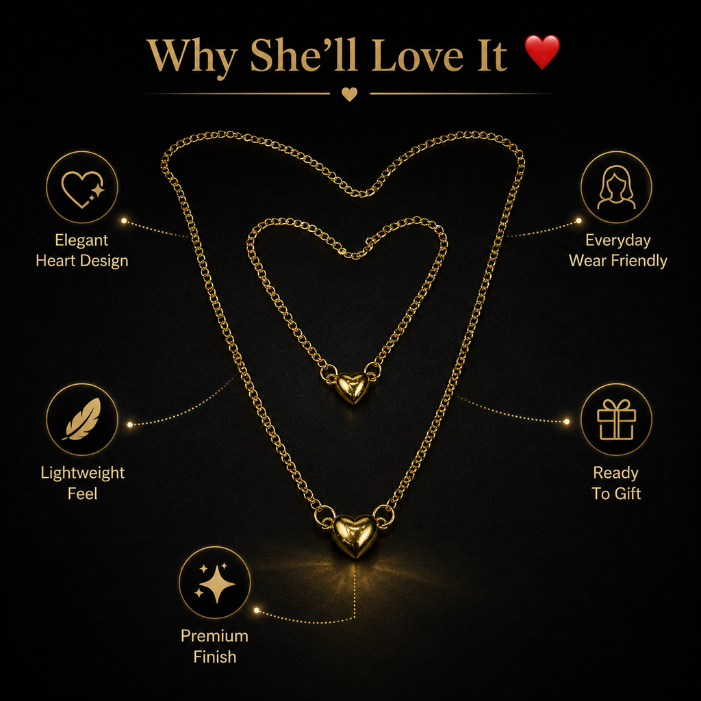 Magnetic Heart Necklace & Bracelet Gift Set For Her | DearHer