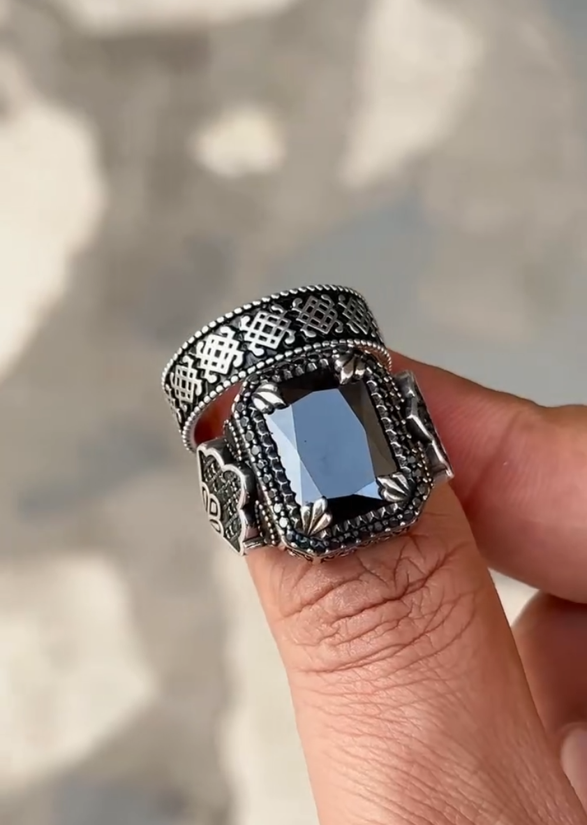 Faceted Silver Zircon Rectangle  2 in 1 Ring – VIP Ring