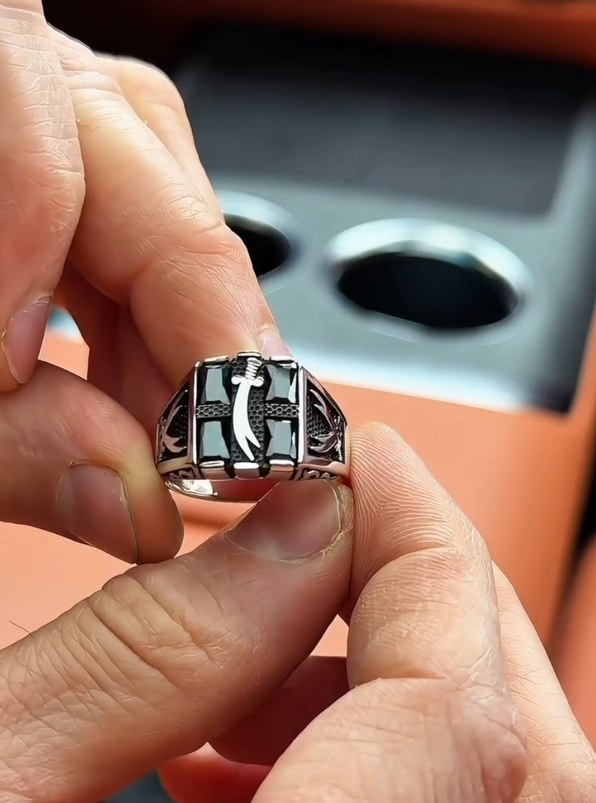 Zulfiqar Sword Men's Ring, 925 Sterling Silver, Real Black Onyx, Sword of Ali, Islamic Muslim Jewelry – VIP Ring