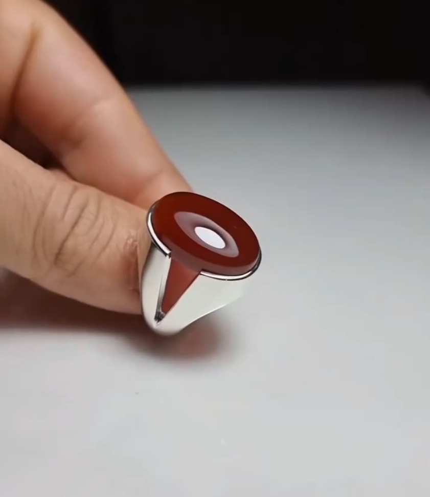 Natural Agate (Aqeeq) 15+ct Silver Ring Most Demand
