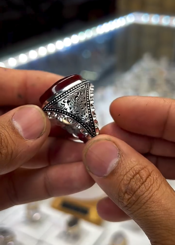 100% Original Antique Aqeeq VIP Ring Most Demanded
